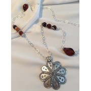 651 long collier pendentif agate de madagascar, argent sterling  